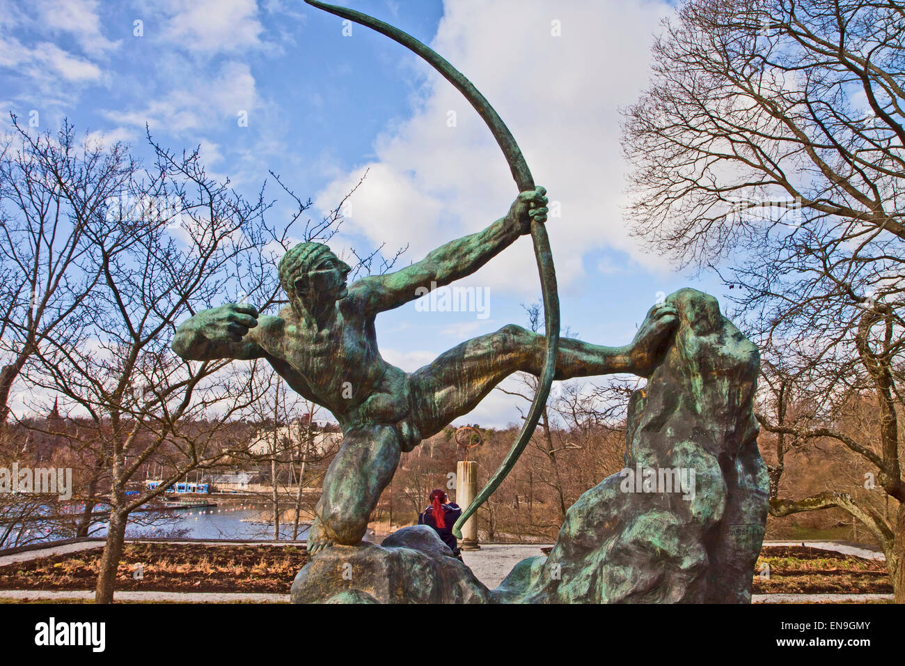Stoccolma, Svezia, Waldemarsudde - statua di bronzo di Eracle archer (1909) da Antoine Bourdelle (1861-1929) Foto Stock