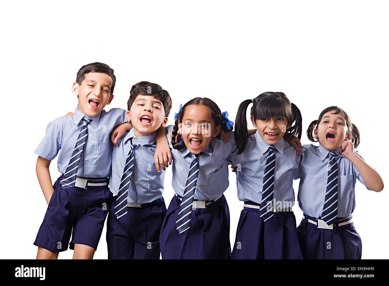 Bambini indiani gruppo amici scuola studente fun Foto Stock