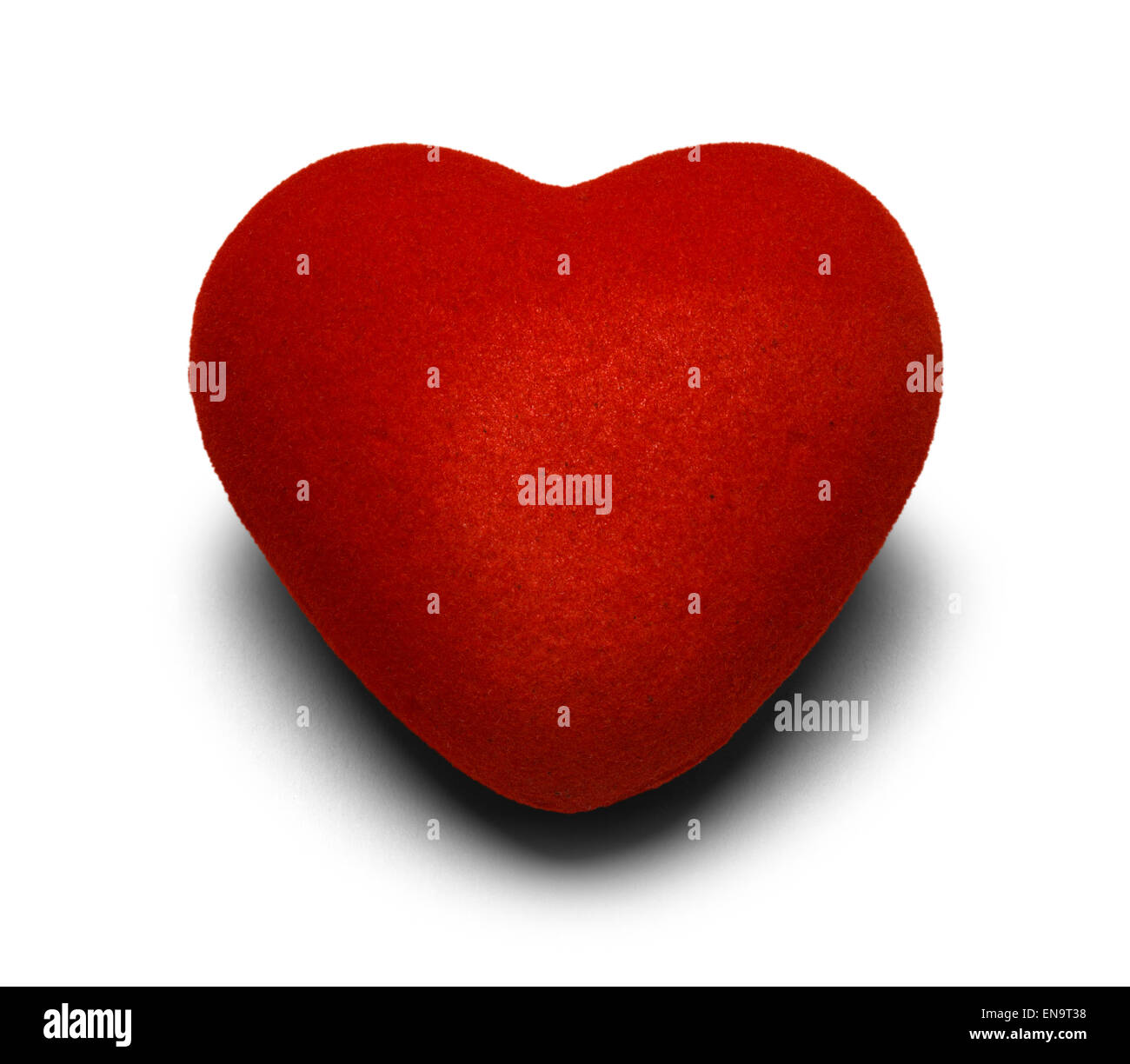 In tessuto rosso cuore isolato su sfondo bianco. Foto Stock