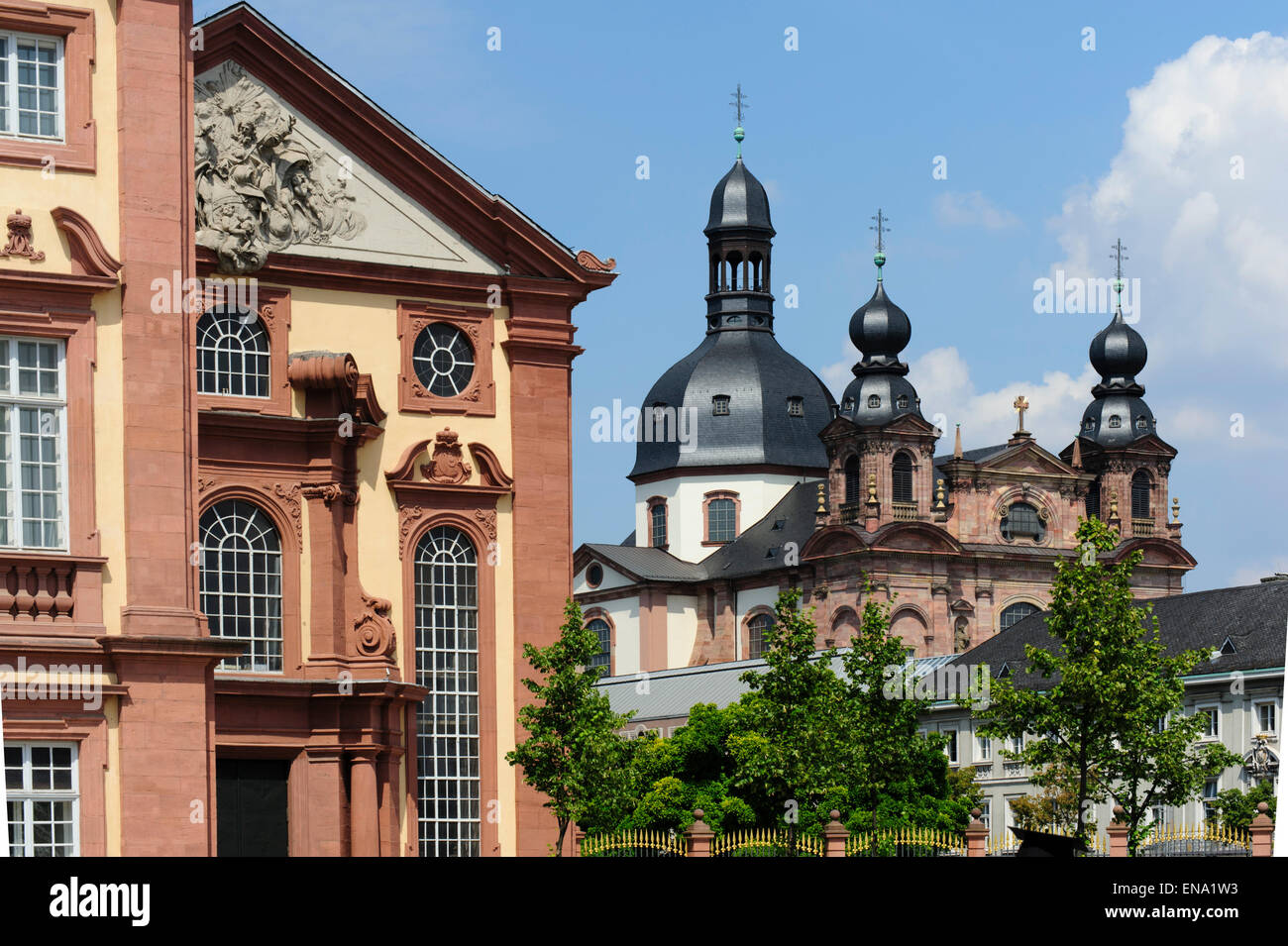 La chiesa del palazzo reale e la chiesa dei Gesuiti, Mannheim, Baden-Württemberg, Germania Foto Stock
