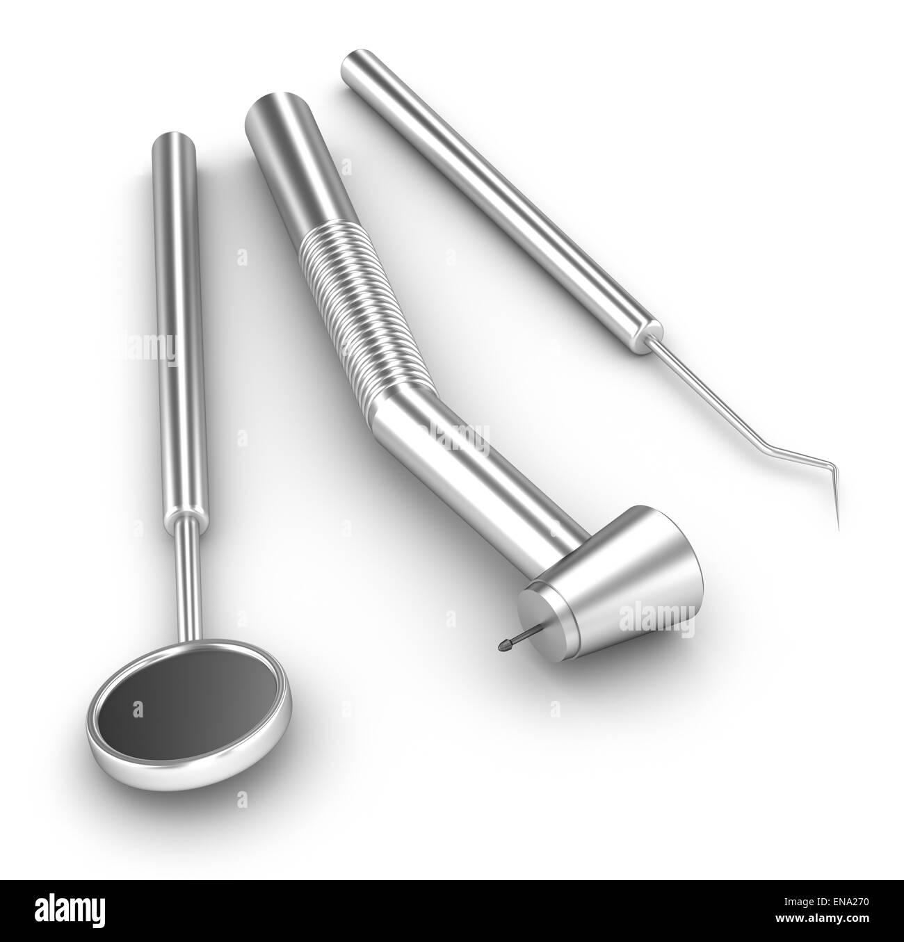 Set dentale: specchio, sonda e forare Foto Stock