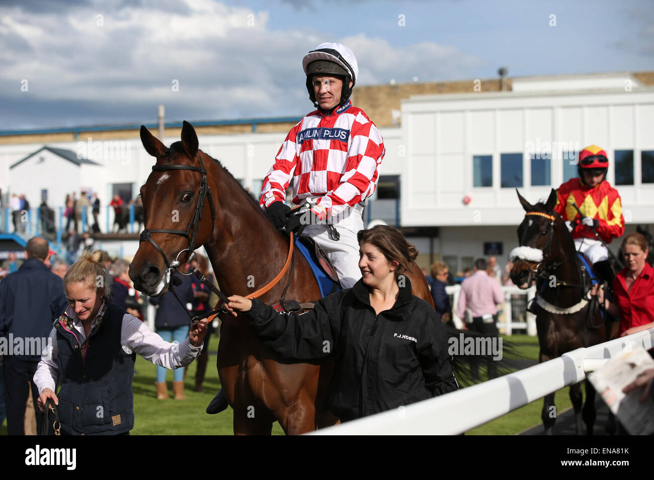 Newton Abbot, Regno Unito. 30 apr, 2015. Newton Abbot gare. Top jockey Richard Johnson a bordo di Rosie entrate per il Royal British Legion Newton Abbot Mares' novizi' ostacolo. Credito: Azione Sport Plus/Alamy Live News Foto Stock