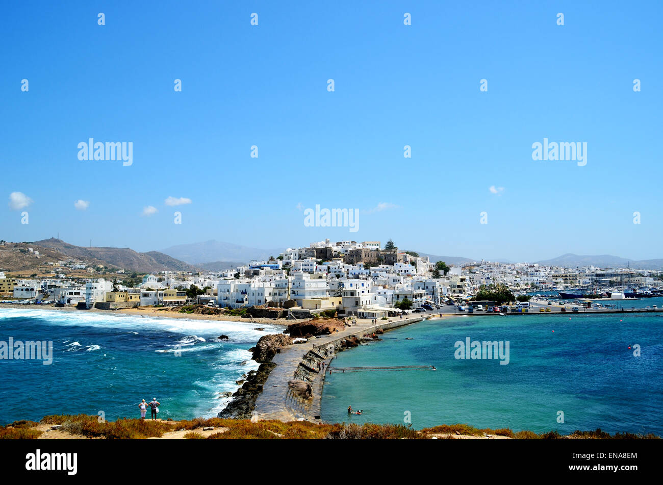 Isola di Naxos mare Egeo, isola greca, vacanze estive,Naxos, Grecia, isola, Cicladi, greco, mare, viaggi, Egeo, architettura Foto Stock