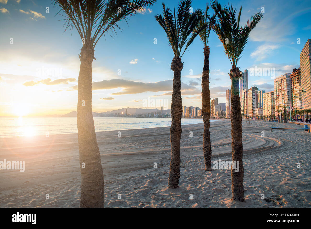 Spiaggia di Benidorm, Alicante, Spagna Foto Stock