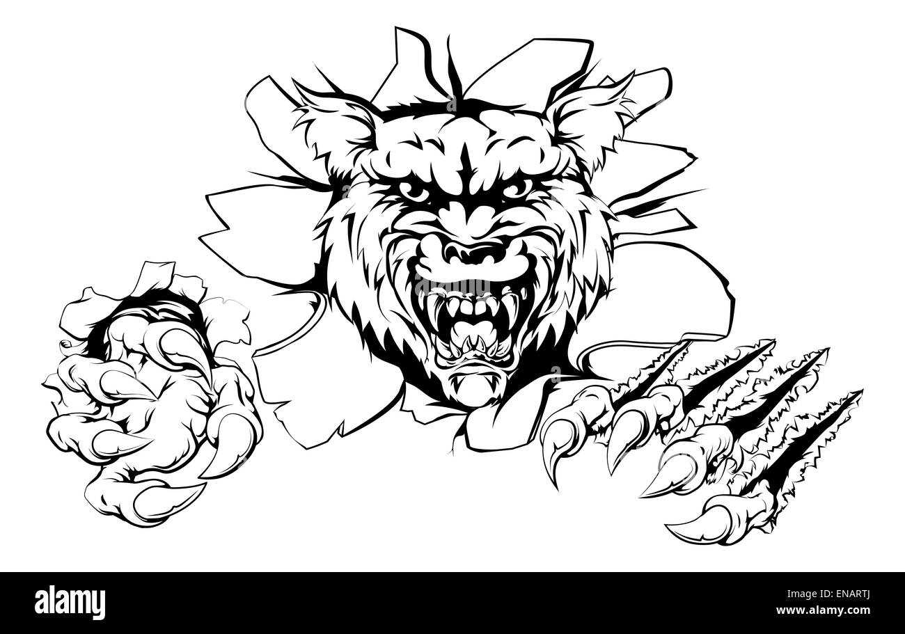 Illustrazione di un lupo rip attraverso lo sfondo Foto Stock