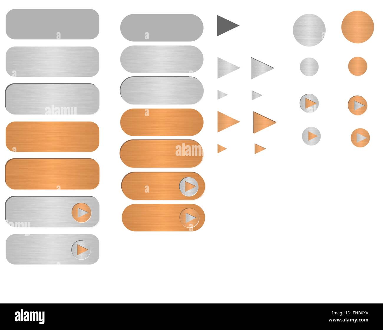 Modificabile e set di variabili dei pulsanti in metallo - vettore Illustrazione Vettoriale