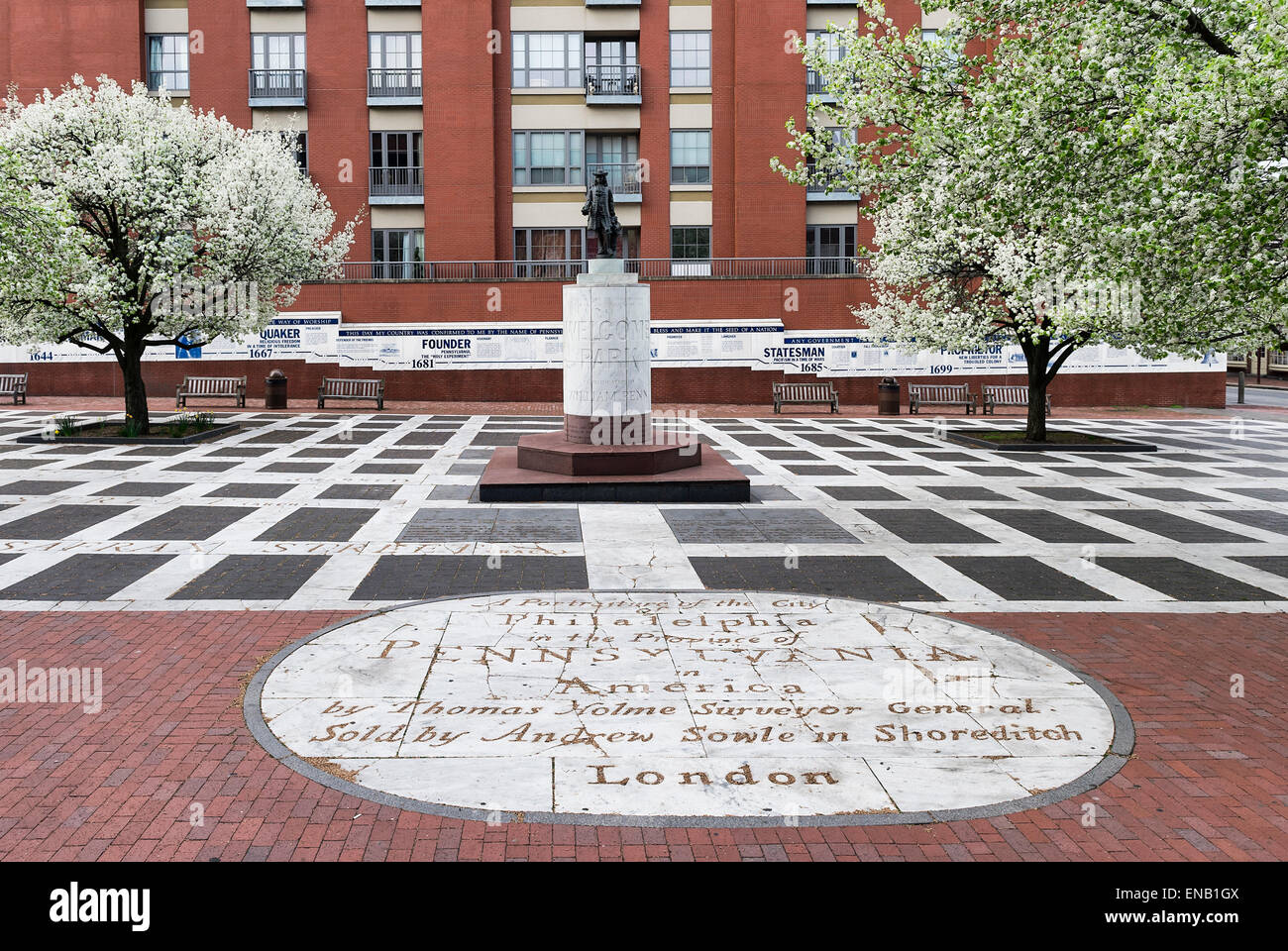 Benvenuti parco dedicato a William Penn, Philadelphia, Pennsylvania, STATI UNITI D'AMERICA Foto Stock