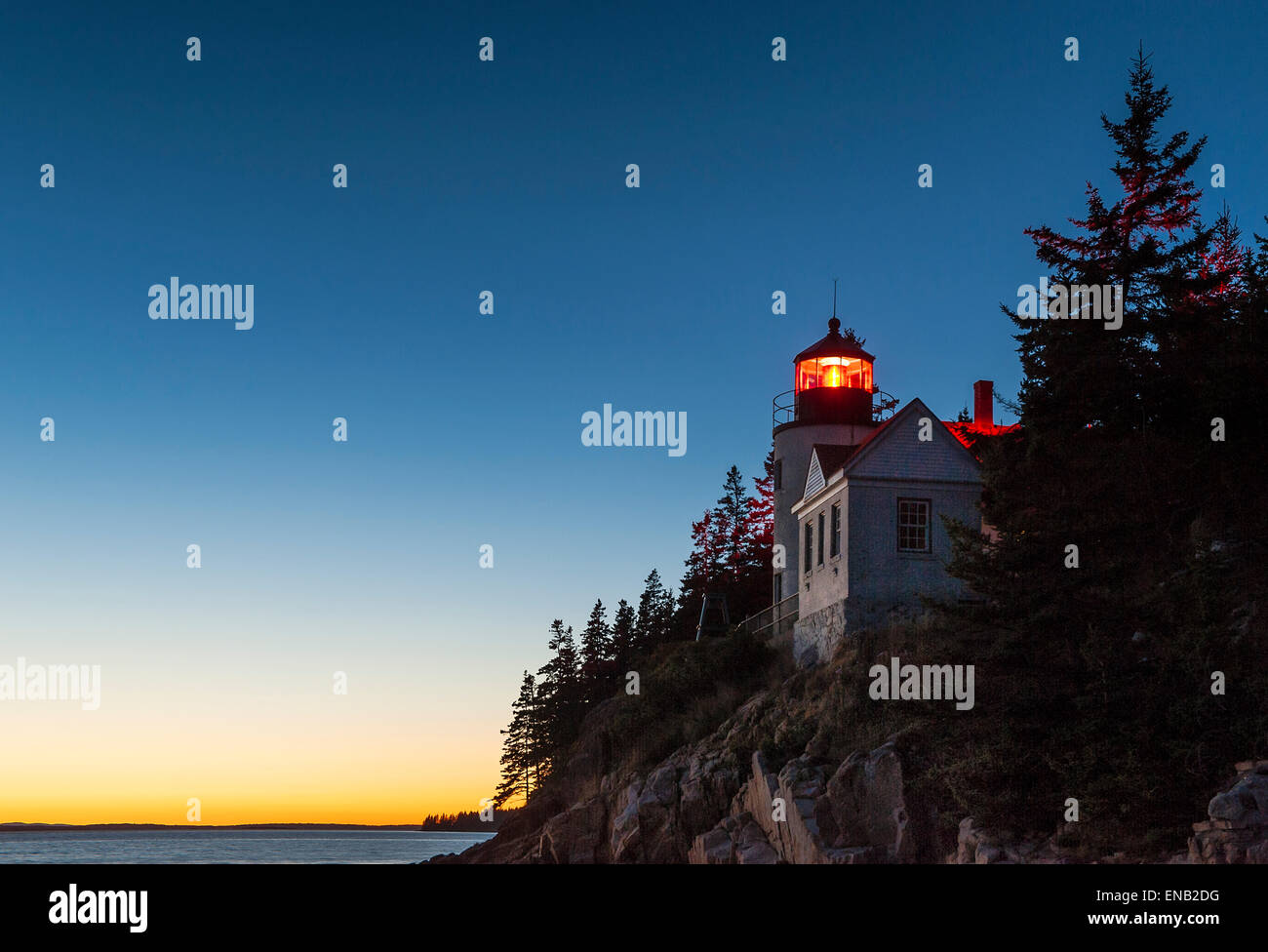 Porto basso faro, Parco Nazionale di Acadia, Maine, Foto Stock