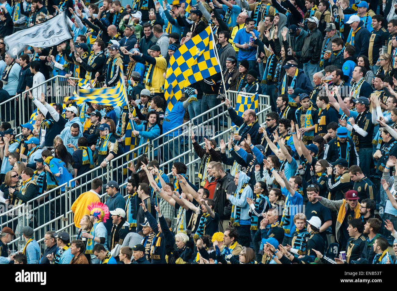 MLS soccer fans allietare un obiettivo. Foto Stock