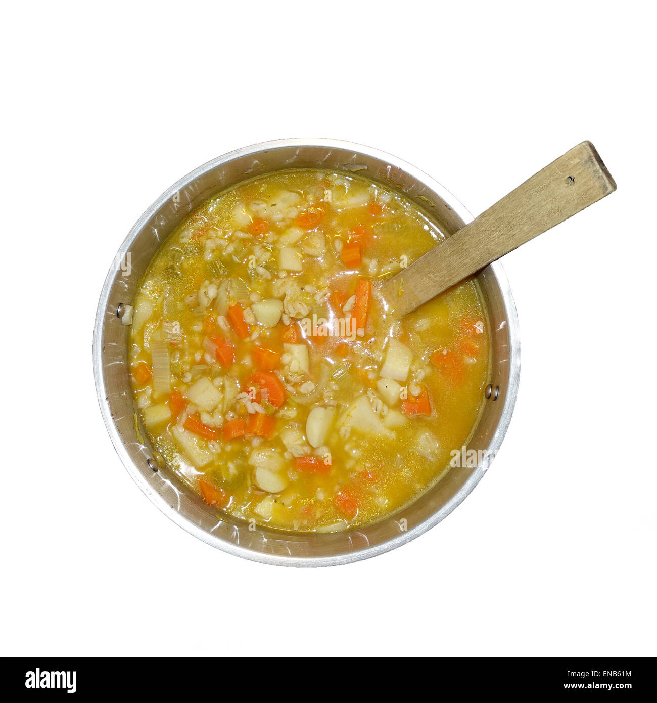 Home fatta fresca zuppa vegetale essendo preparato Foto Stock