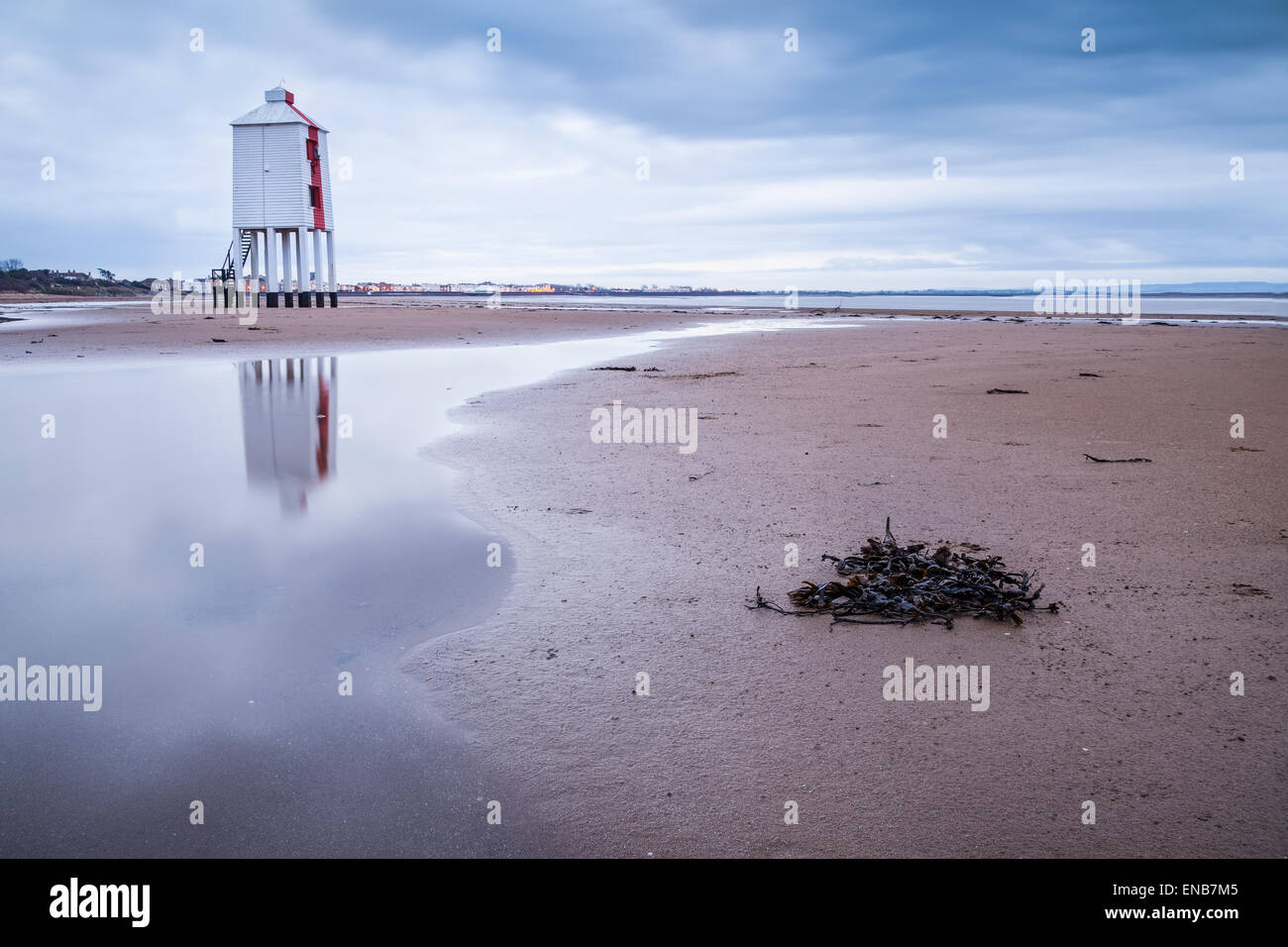 Il basso faro a Burnham on sea in Somerset Foto Stock