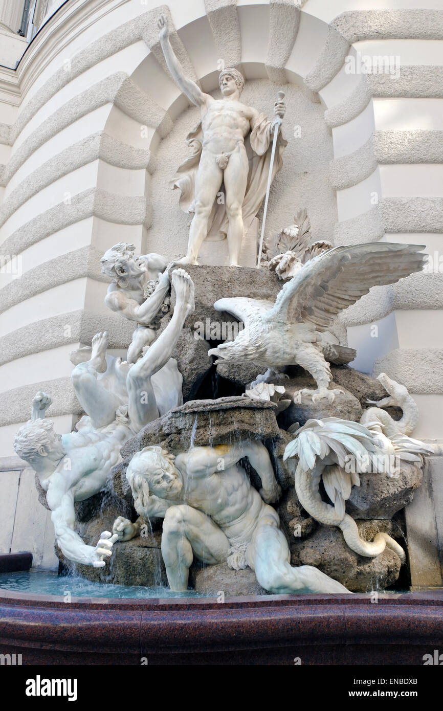 La fontana il potere sulla terra di Edmund Hellmer a Vienna, in Austria Foto Stock