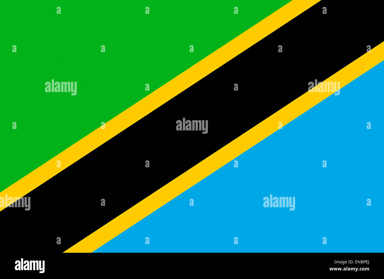 Bandiera nazionale della Repubblica Unita di Tanzania. Foto Stock