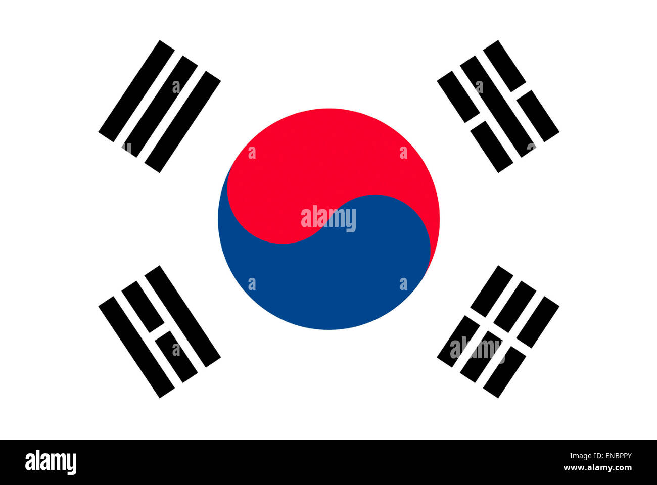 Bandiera nazionale della Repubblica di Corea - Corea del Sud. Foto Stock