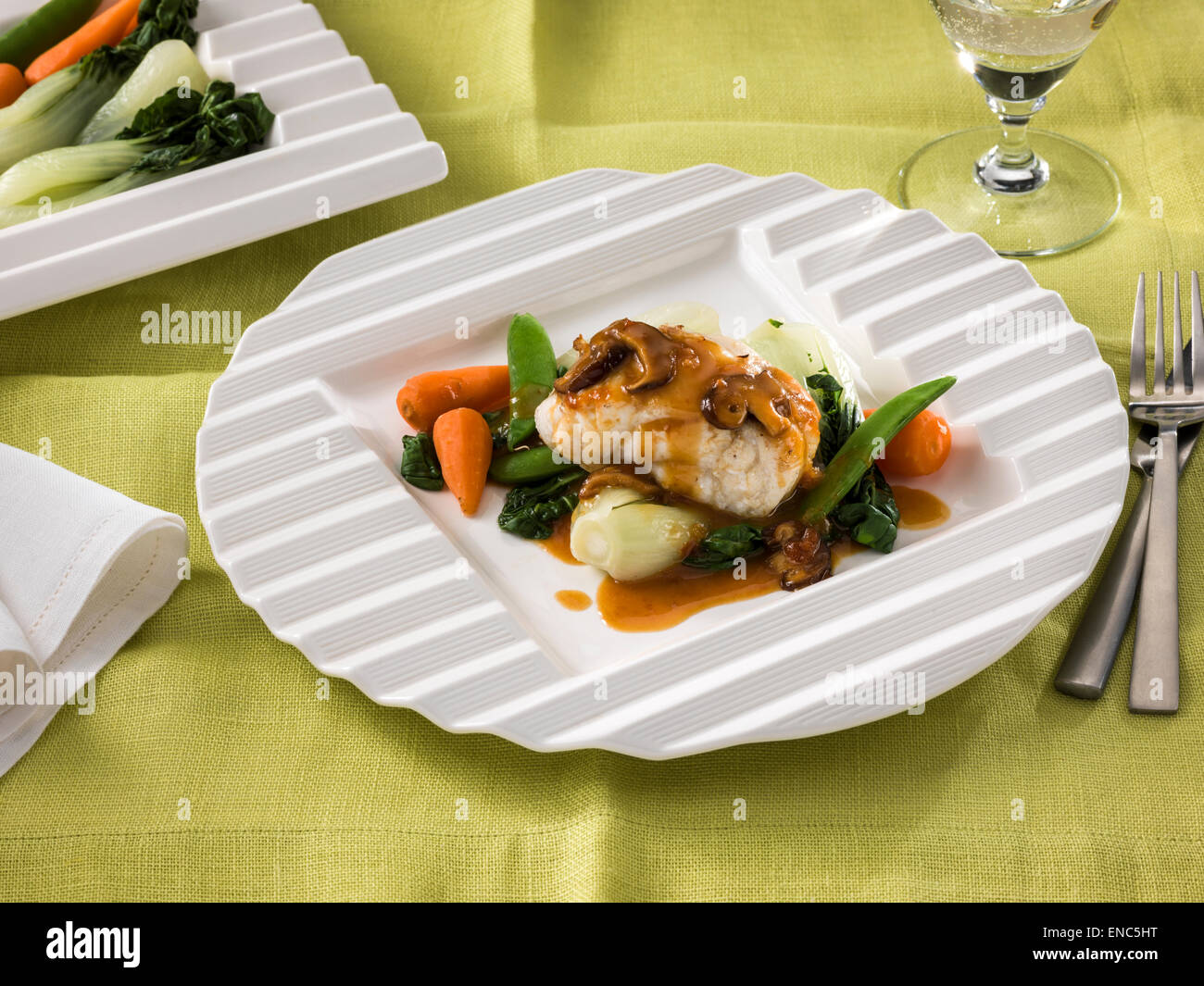 Pesce beurre blanc sauce Foto Stock