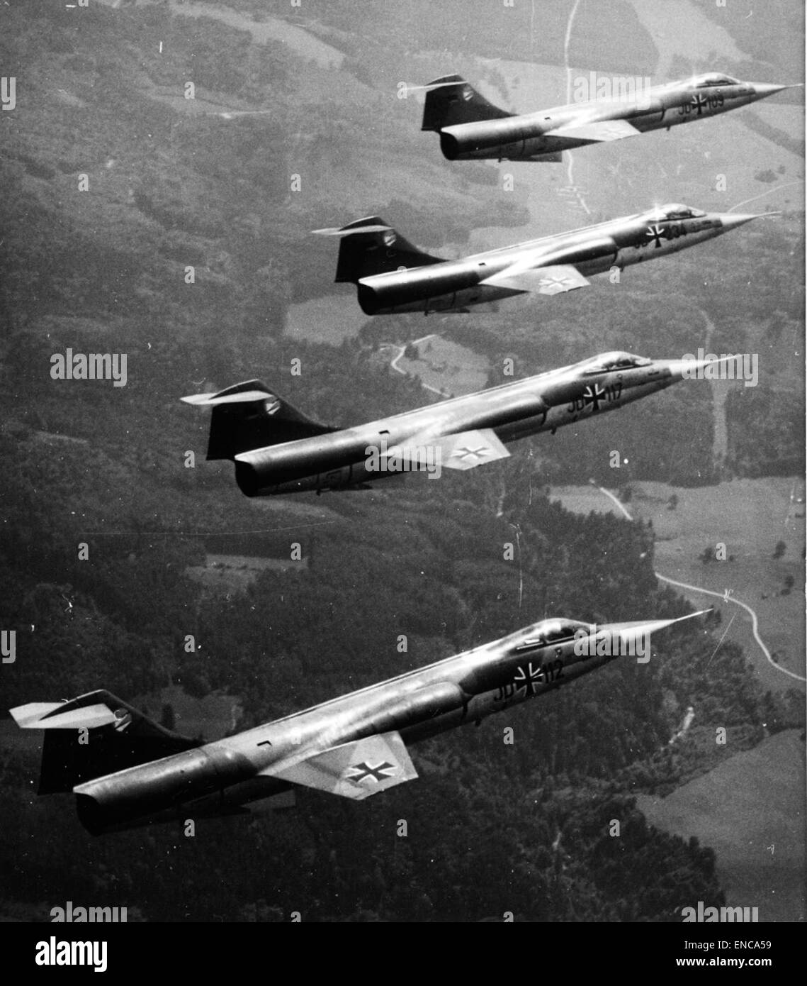 Una fotografia di un Lockheed F-104G, numero di serie 9081, operato dalla Luftwaffe, che mostra il ruolo dell'aereo nell'aeronautica militare tedesca durante l'era della Guerra fredda. Foto Stock