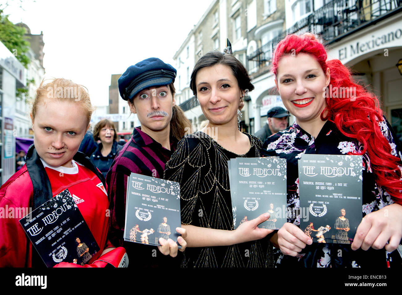 Cast of the Hideout at Fringe City, Brighton Fringe 2015, New Road, Brighton, East Sussex, REGNO UNITO. 2nd maggio 2015 Foto Stock