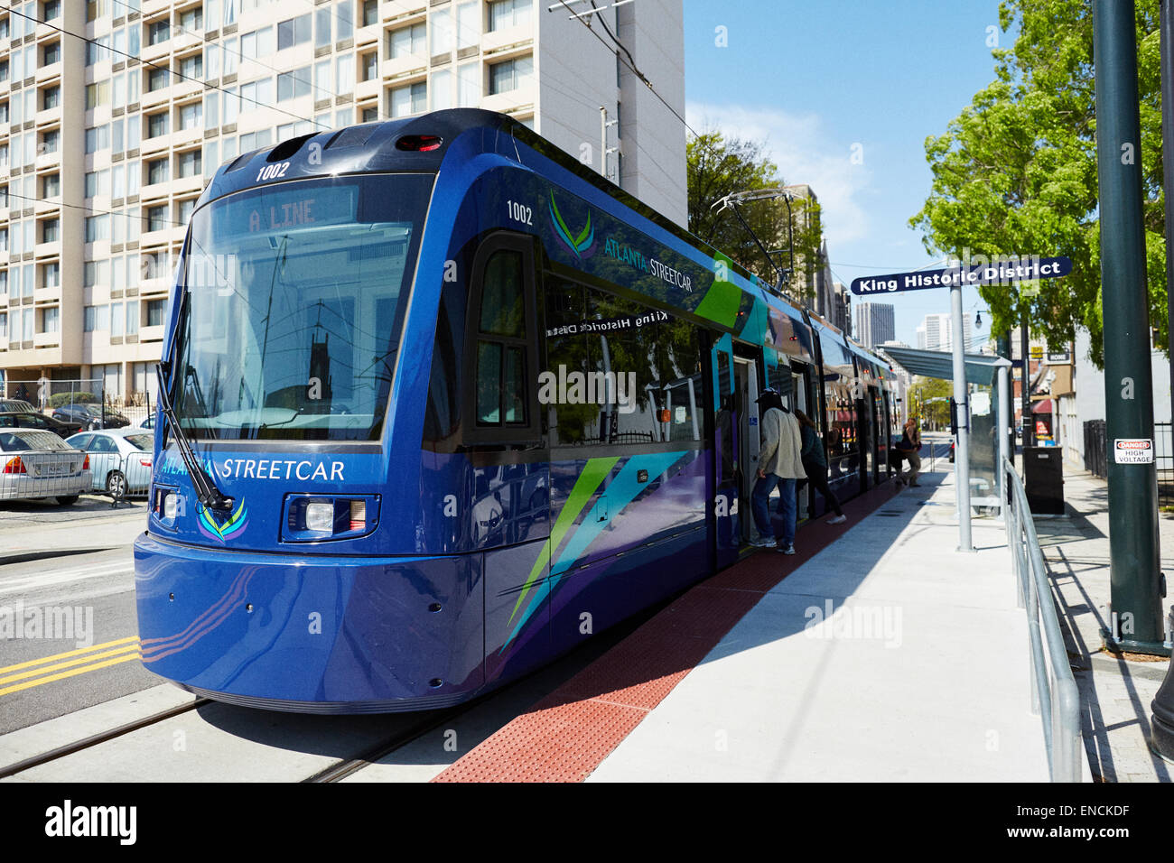 'Centro città Atlanta in Georga USA Atlanta tram, o semplicemente il Downtown Loop, è una linea di tram a Atlanta, presso il re Hist Foto Stock