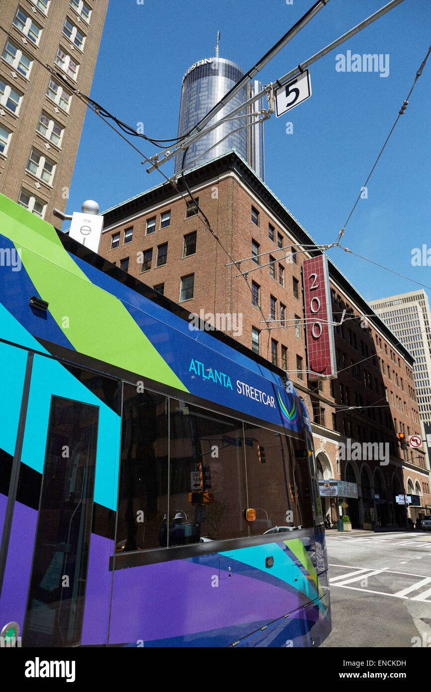 'Centro città Atlanta in Georga USA Atlanta tram, o semplicemente il Downtown Loop, è una linea di tram a Atlanta, a Peachtree St Foto Stock