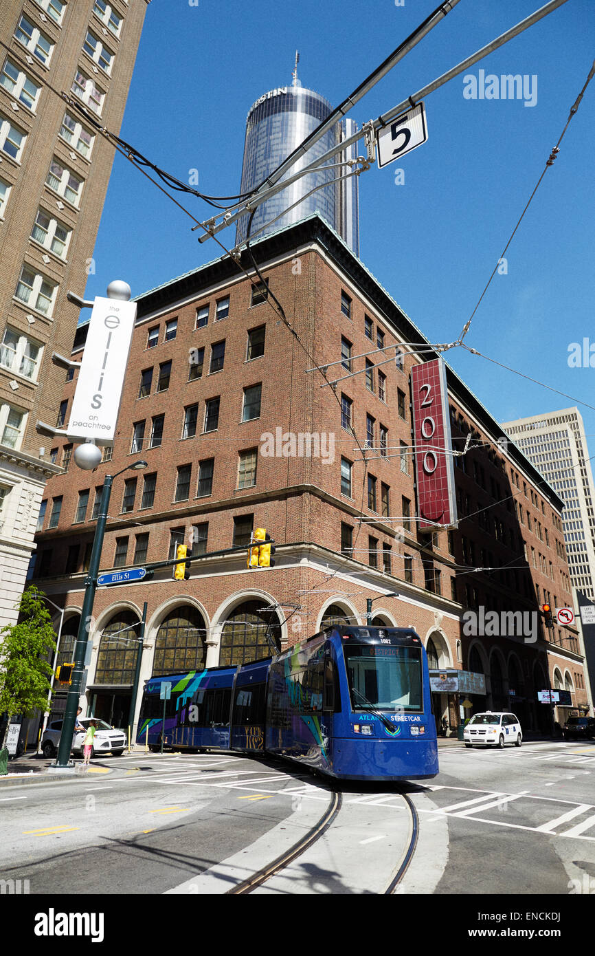 'Centro città Atlanta in Georga USA Atlanta tram, o semplicemente il Downtown Loop, è una linea di tram a Atlanta, a Peachtree St Foto Stock