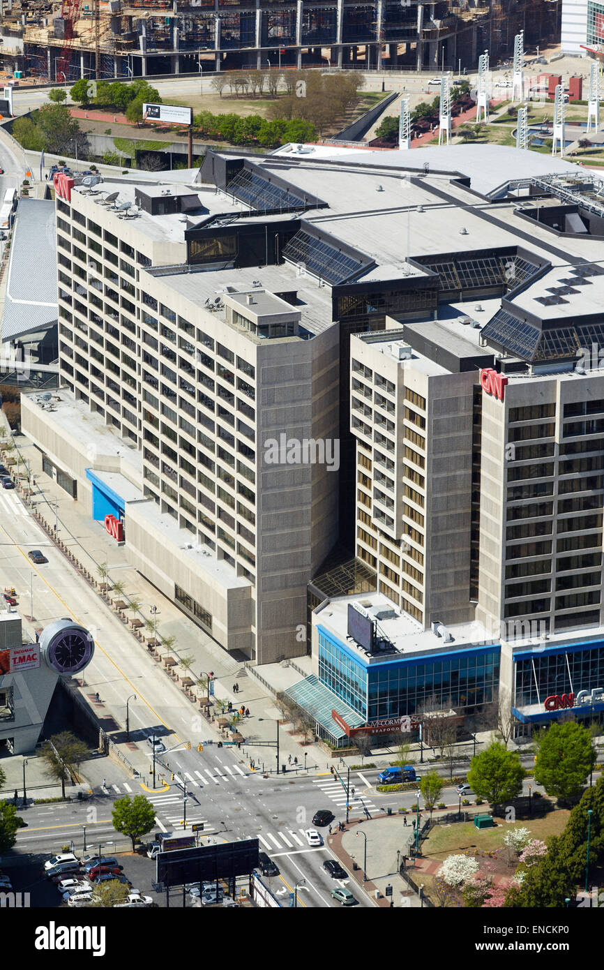 'Centro città Atlanta in Georga USA CNN costruire il CNN Center è la sede mondiale della CNN. Le principali redazioni giornalistiche e studios fo Foto Stock