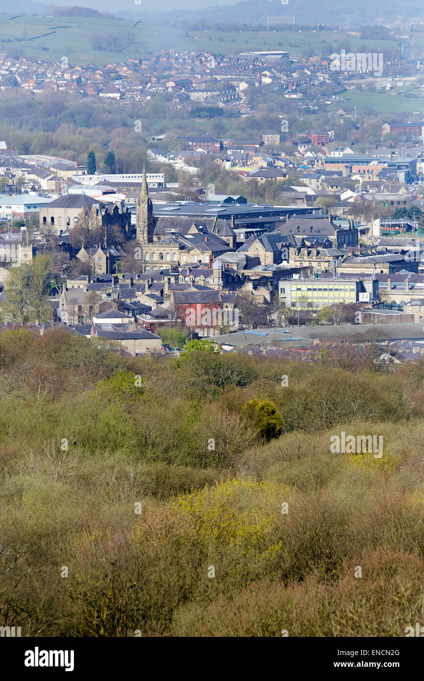 Vista su Accrington in Lancashire Foto Stock