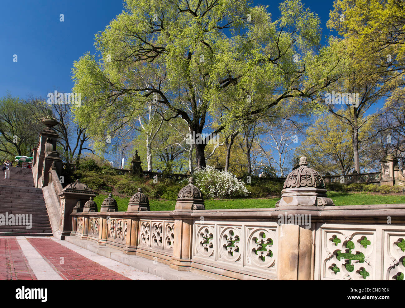 Scala a Bethesda Fontana nel Central Park di New York City Foto Stock