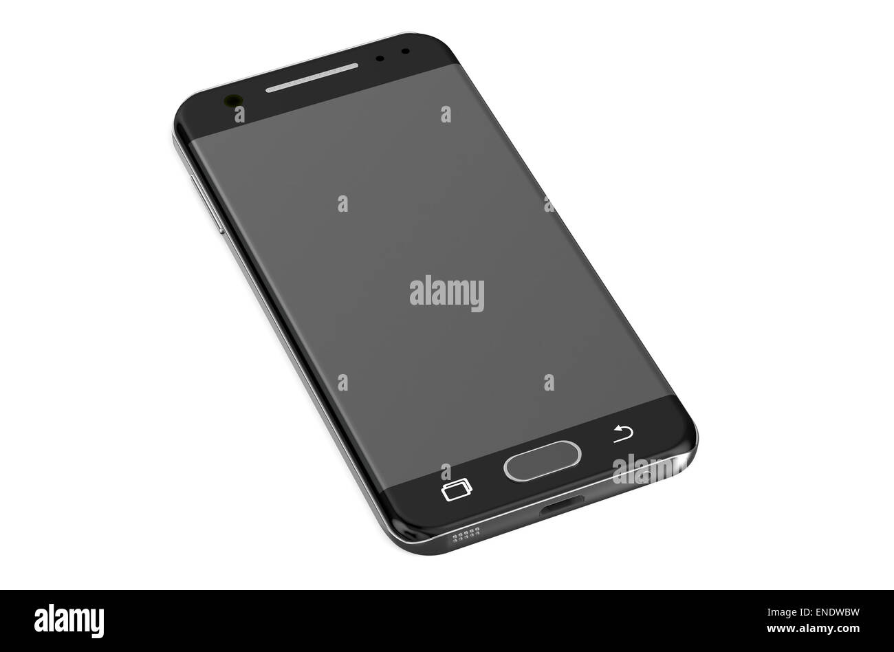 Nero smartphone moderno isolato su sfondo bianco Foto Stock