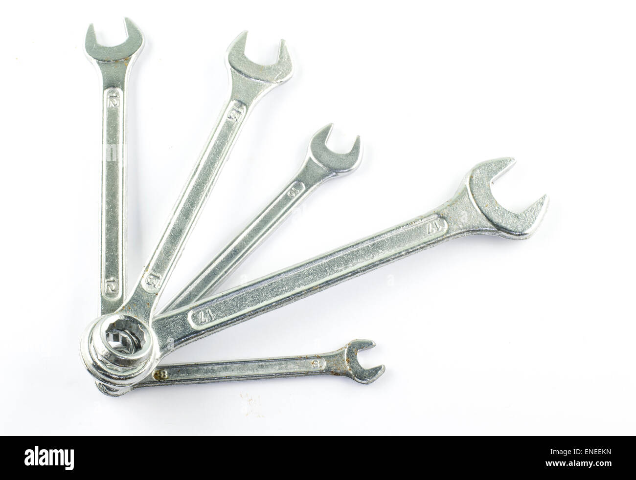 Molti set di chiave per isolare su sfondo bianco Foto Stock