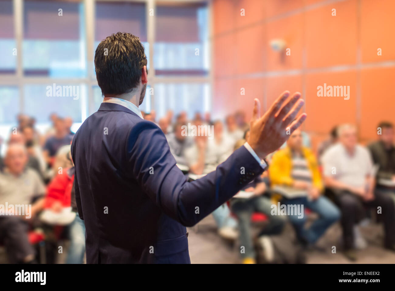 Come oratore a conferenze di affari e la presentazione. Foto Stock