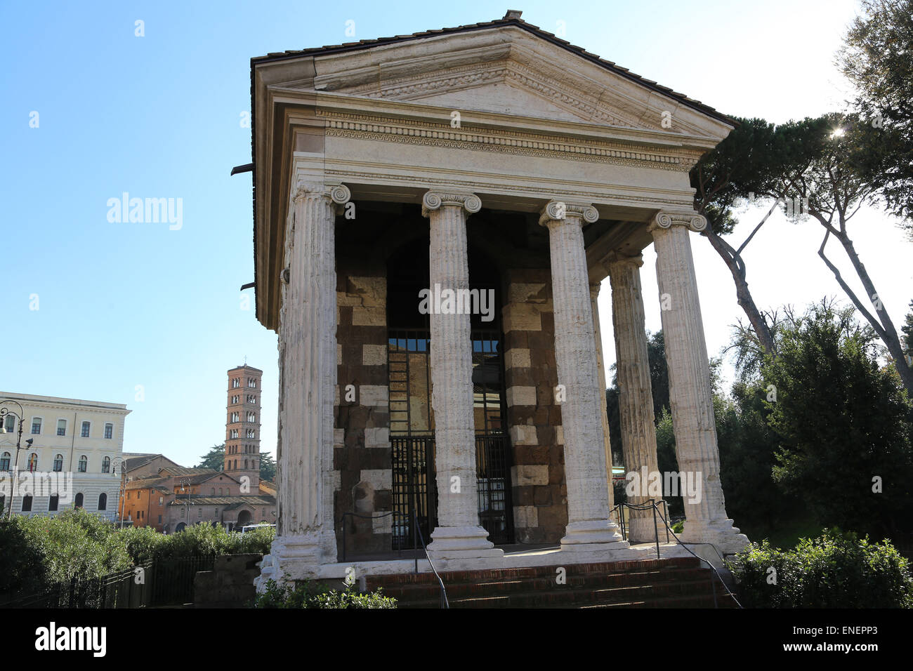 L'Italia. Roma. Il Tempio di Portunus. Dedicato al dio Portunus. Ordine ionico. Foro Boario. I secolo A.C. Repubblica era. Foto Stock