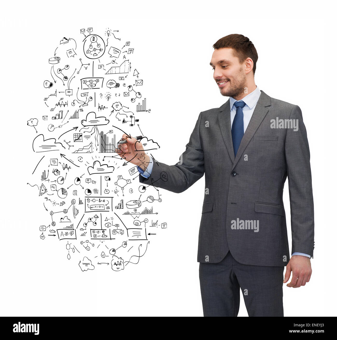 Attraente buisnessman o un insegnante con marcatore Foto Stock