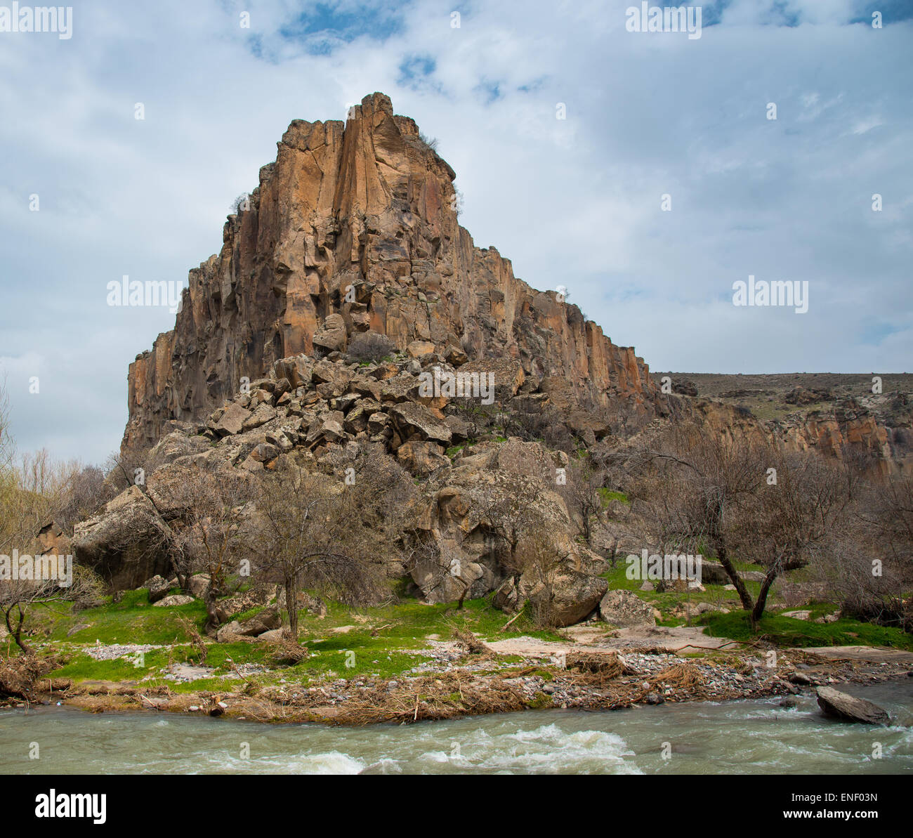 Formazioni di roccia nella valle di Ihlara, Cappadocia, Turchia Foto Stock