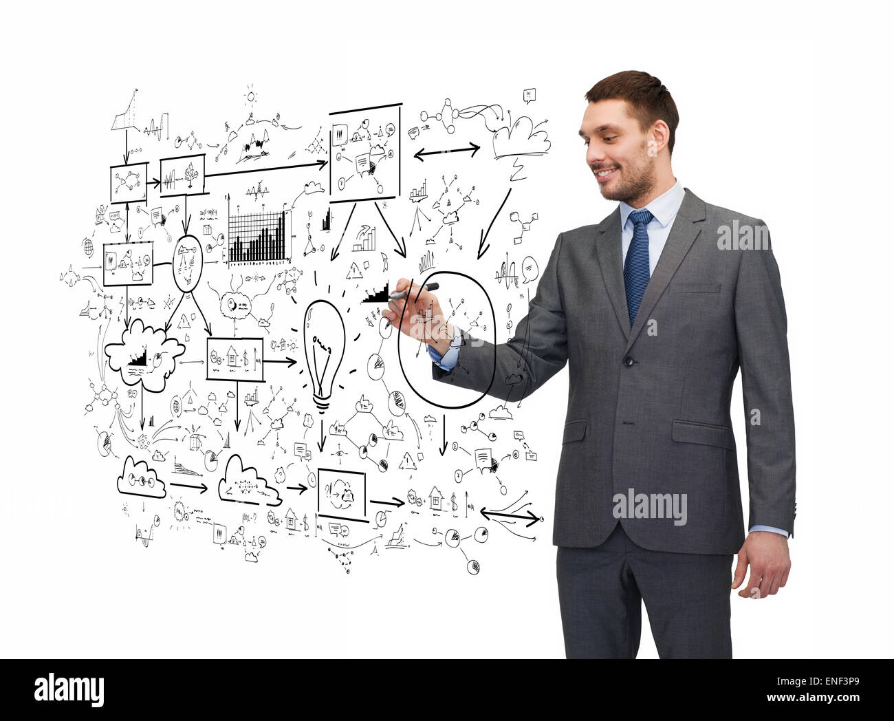 Attraente buisnessman o un insegnante con marcatore Foto Stock