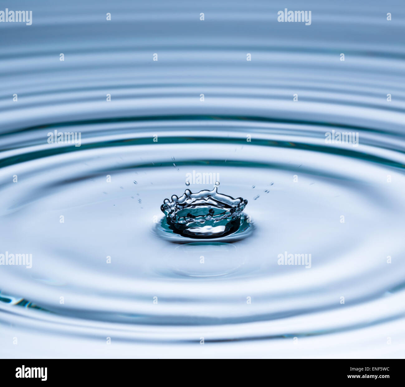 Goccia di acqua che cade in acqua di superficie, foto macro Foto Stock