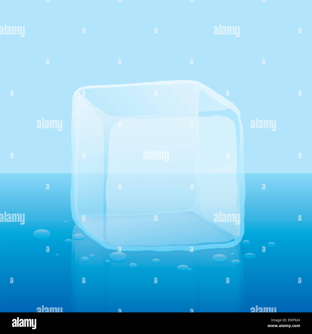 Unico cubo di ghiaccio o di un blocco di ghiaccio. Foto Stock