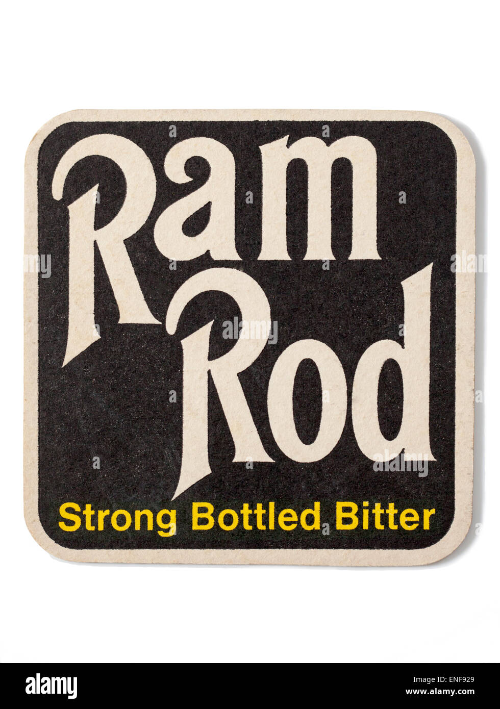 Vintage British vecchia pubblicità Beermat Youngs Brewery e asta di Ram forte in bottiglia di birra amaro Foto Stock