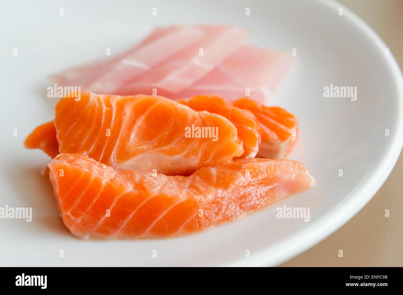 Close up sashimi di salmone , giapponese cucina di stile Foto Stock