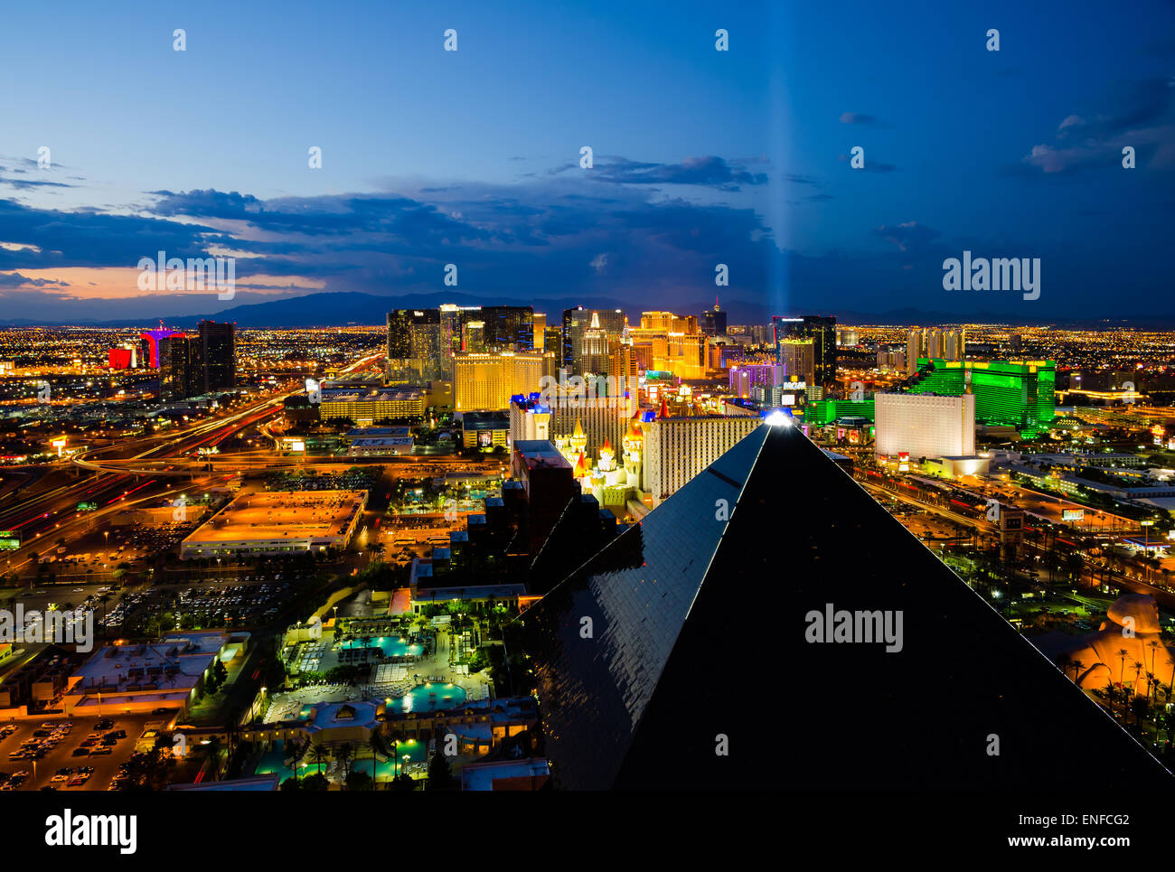 Una veduta aerea della Strip di Las Vegas Foto Stock