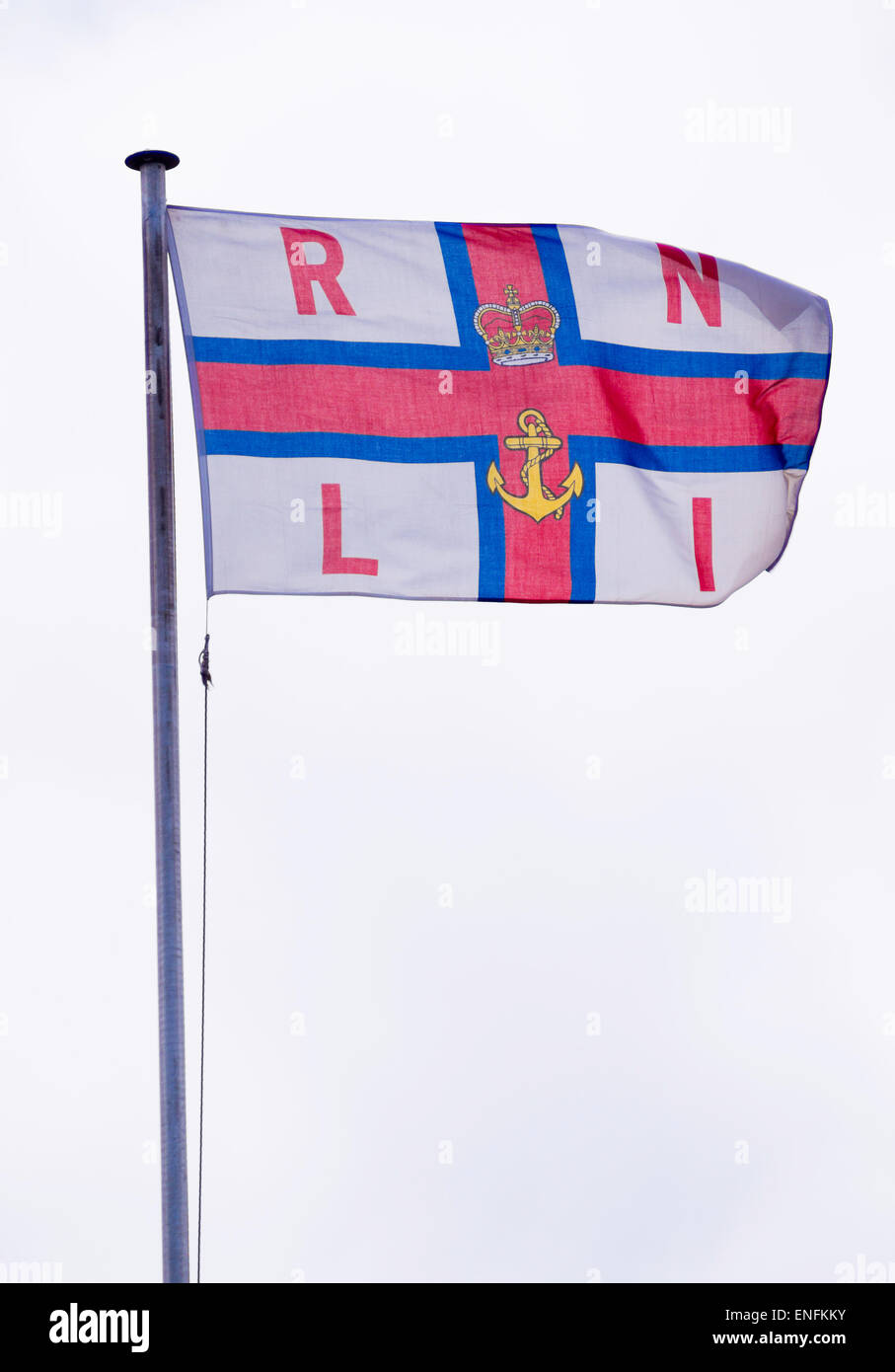 RNLI Royal National scialuppa di salvataggio istituzione bandiera Foto Stock
