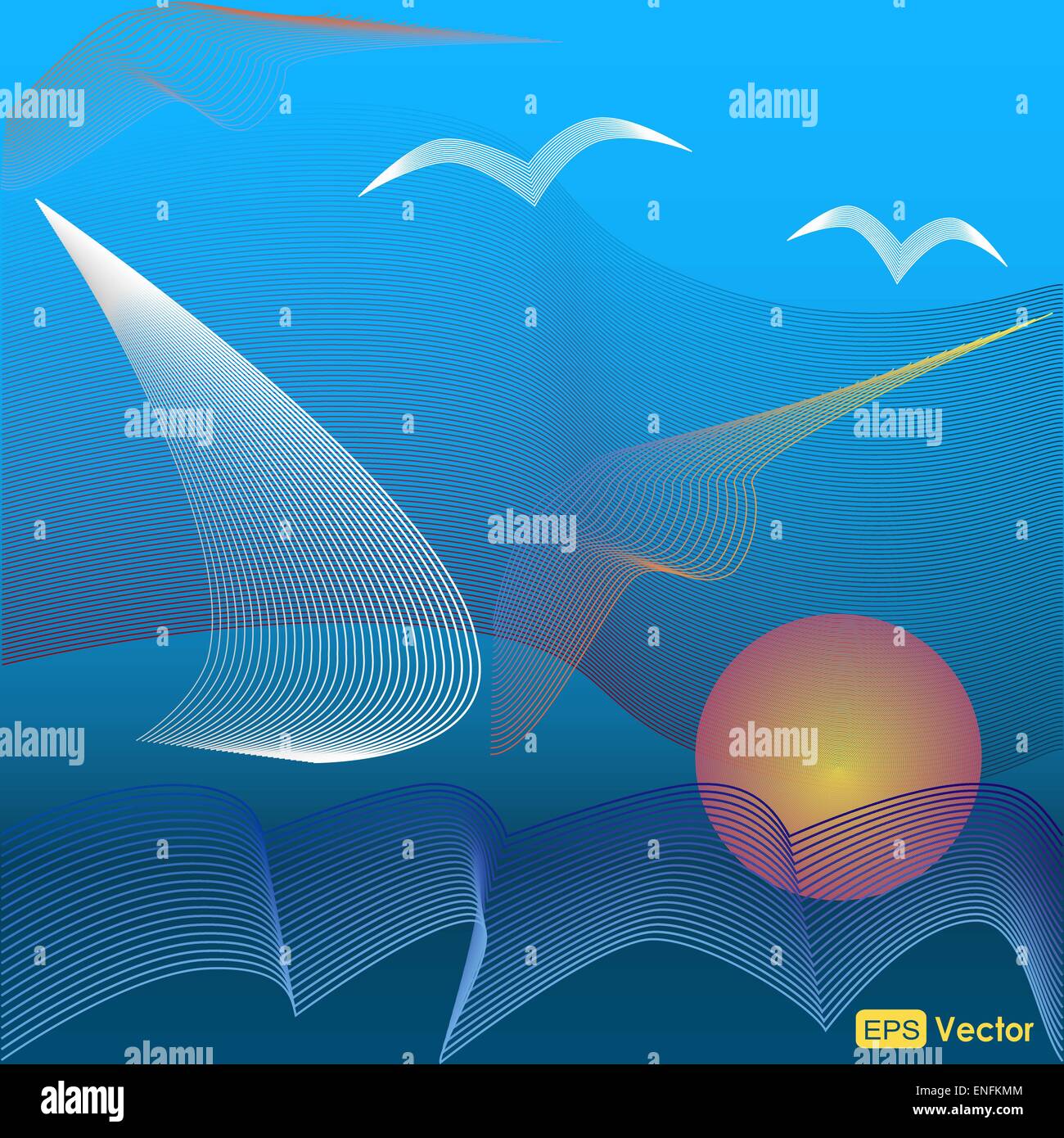 Il design del mare sullo sfondo vettoriale con linee parallele Illustrazione Vettoriale