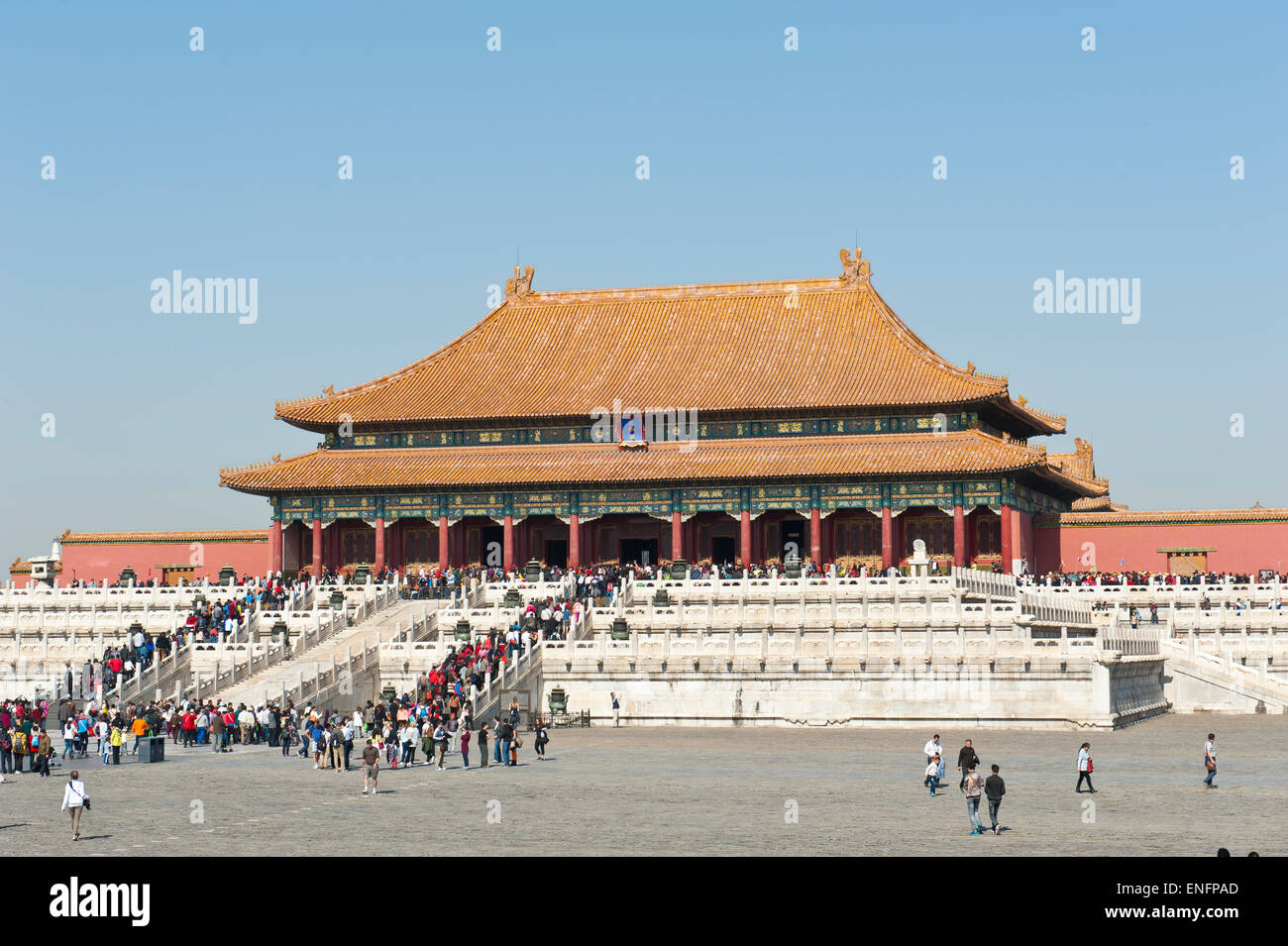 Sala della suprema armonia, la Città Proibita e il Palazzo Imperiale a Pechino, Repubblica Popolare di Cina Foto Stock