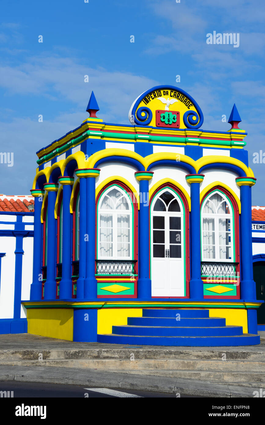 Lo Spirito santo tempio Imperio da Caridade, Praia da Vitoria, Terceira, Azzorre, Portogallo Foto Stock