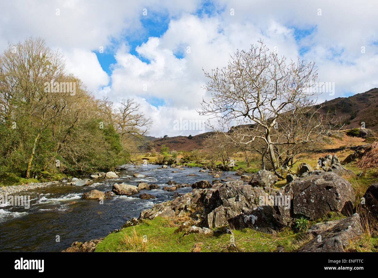 Il fiume Duddon, Duddon Valley, Parco Nazionale del Distretto dei Laghi, Cumbria, England Regno Unito Foto Stock