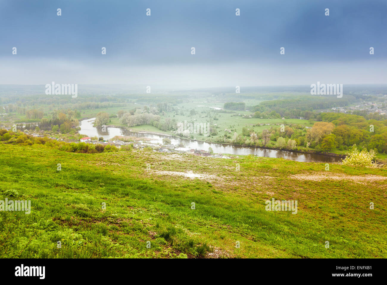 Seversky donec paesaggio fluviale vista dalla collina Foto Stock