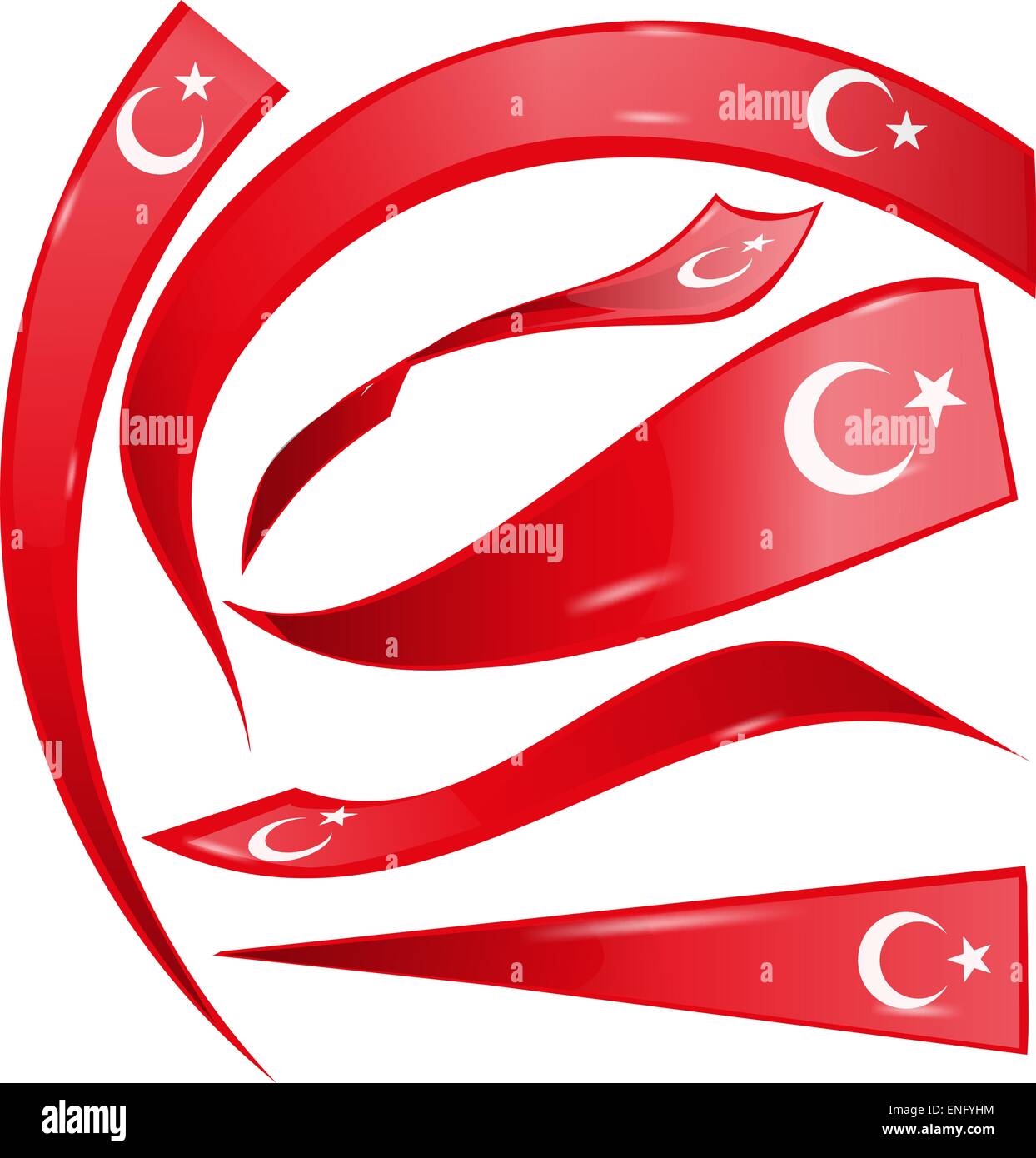 Turchia - impostare il flag isolato su bianco Illustrazione Vettoriale