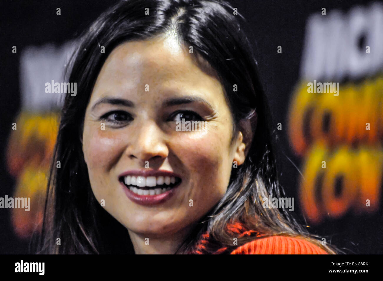 L'attrice Katrina diritto, meglio conosciuto per la riproduzione il carattere "ira' in Spartacus: Guerra dei Dannati Foto Stock