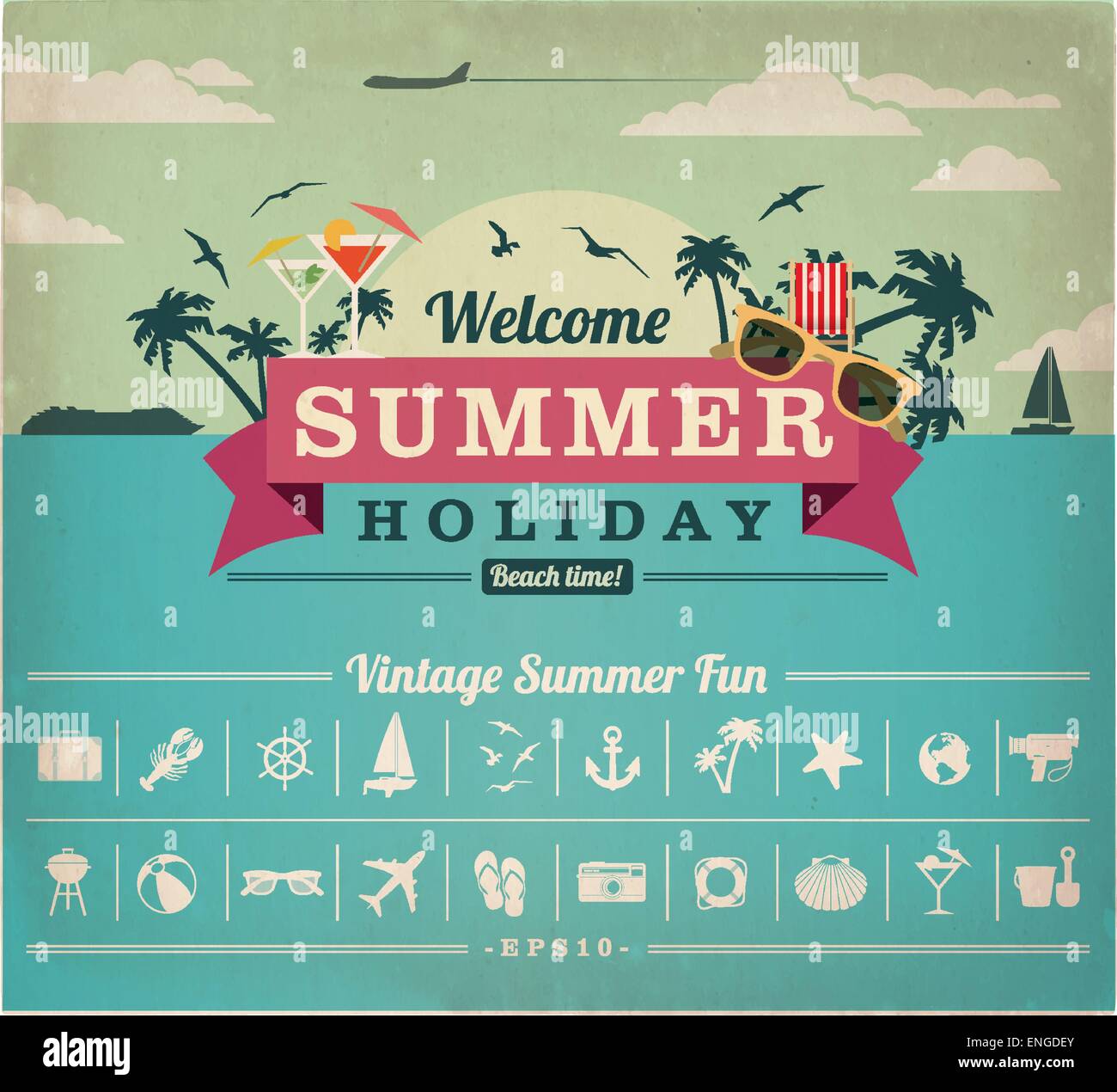 Vacanze estive gli elementi del vettore Illustrazione Vettoriale