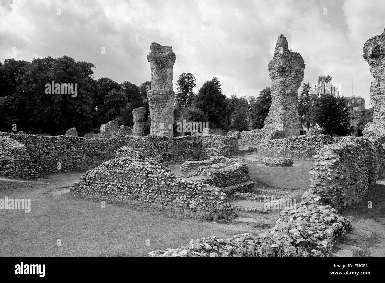 Le rovine dell'abbazia di Bury St Edmunds Suffolk Foto Stock