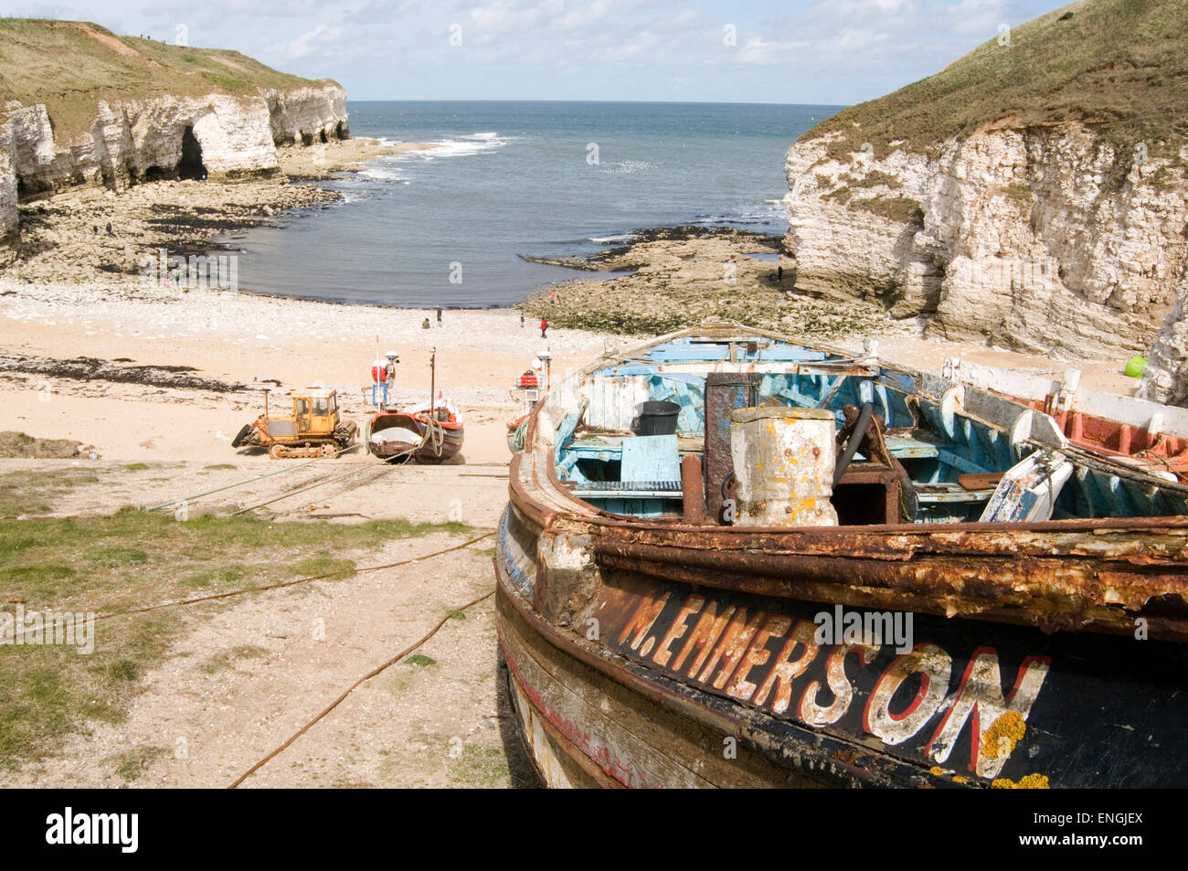 Flamborough Head costa dello Yorkshire spiaggia del mare del Nord spiagge cove scogliere tra bridlington e Scarborough costa della baia Foto Stock